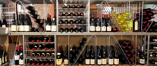 shelves of wine